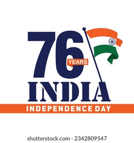 15 de agosto de 2023: Día de la Independencia de la India. Aniversario de 76 años. Logotipo vectorial.