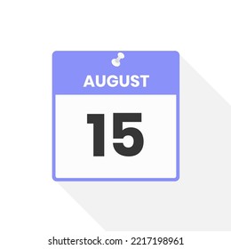 August 15 calendar icon. Date,  Month calendar icon vector illustration