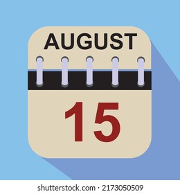 August 15. Calendar Icon, Calendar design template