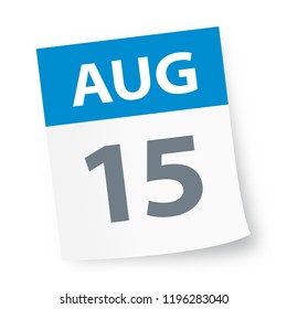 August 15 - Calendar Icon - Vector Illustration