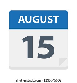 August 15 - Calendar Icon - Vector Illustration