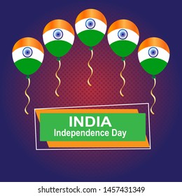 August 15, the concept of celebrating Indian Independence Day with balloons and boxes for text