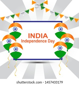 August 15, the concept of celebrating Indian Independence Day with balloons and boxes for text