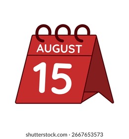 august 15 desk calendar vector on white background
Vector red calendar flat icon