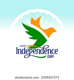 August 15, Happy independence day. Vector Greeting card design for Indian independence Day.