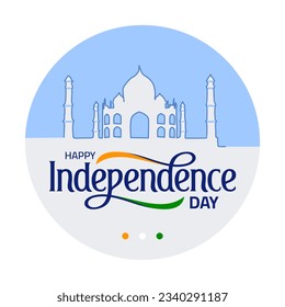 August 15, Happy independence day. Vector Greeting card design for Indian independence Day.