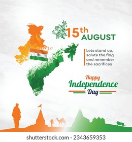 August 15, Independence Day India, Gujarat Famous Silhouettes Vector Design 