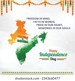 August 15, Independence Day India Wishes, Floral Background Template Design Vector