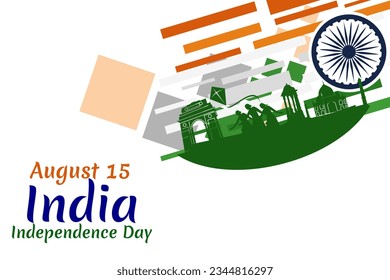 August 15, Independence day of India  vector illustration. Suitable for greeting card, poster and banner. 