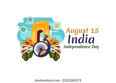 August 15, Independence day of India  vector illustration. Suitable for greeting card, poster and banner. 