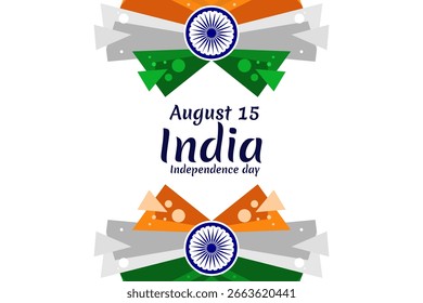 15 de agosto, Día de la Independencia de la India Ilustración vectorial. Conveniente para la tarjeta de felicitación, el cartel y el Anuncio. 