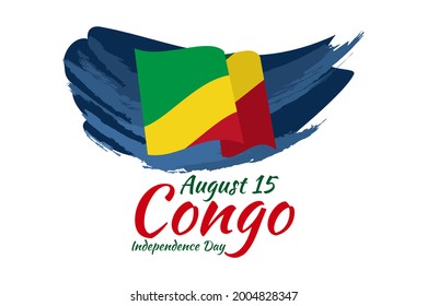 August 15, Independence Day of Republic of the Congo vector illustration. Suitable for greeting card, poster and banner.