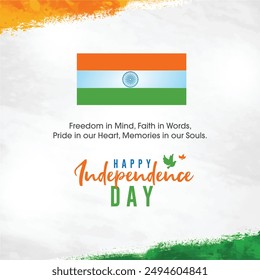 August 15 India,  Happy Independence Day Greetings, Wishes Post Template Vector