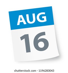 August 16 - Calendar Icon - Vector Illustration