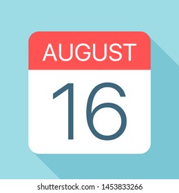 August 16 - Calendar Icon - Vector Illustration
