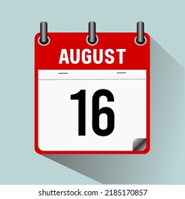 August 16 ,calendar icon vector illustration, isoleted on light blue background.