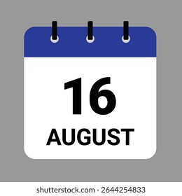 AUGUST 16 - Daily Calendar Icon - White Background