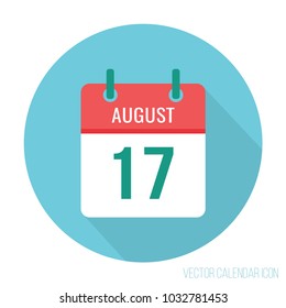 August 17 calendar flat icon