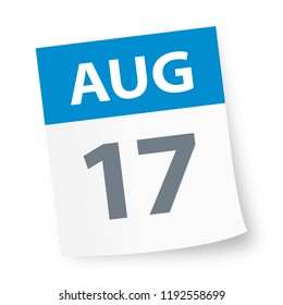 August 17 - Calendar Icon - Vector Illustration