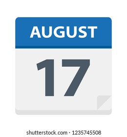 August 17 - Calendar Icon - Vector Illustration