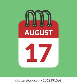 August 17 Calendar icon vector illustration.