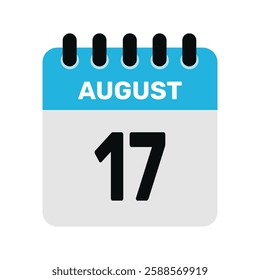 august 17 calendar icon Vector page month design illustration