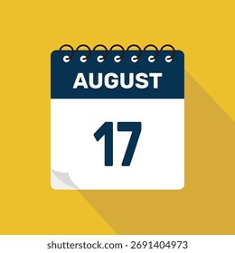 17 de agosto ícone calendário ilustração vetor com design