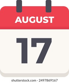 August 17 - Daily Calendar Icon in flat design style