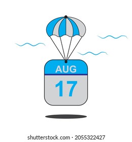 August 17 date of month calender icon with balloon in the air vector eps 10 template element