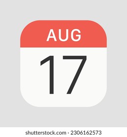 August 17 icon isolated on background. Calendar symbol modern, simple, vector, icon for website design, mobile app, ui. Vector Illustration