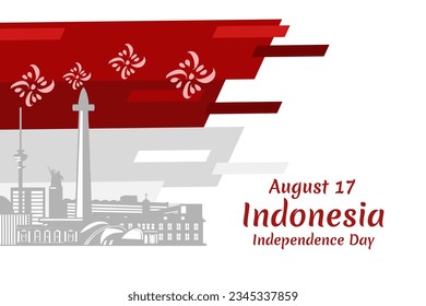August 17, Indonesian Independence Day, vector illustration. Suitable for greeting card, poster and banner.