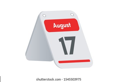 August 17th calendar icon. Day 17 of month. Vector illustration.