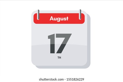 August 17th calendar icon. Day 17 of month. Vector icon illustration.