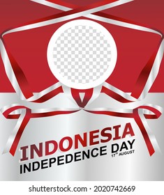 August 17th. Happy Indonesian Independence Day greeting card, banner, promo, company logo and ribbon texture background logo - Vector