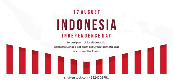 17 de agosto. Cartel del saludo del Día de la Independencia de Indonesia. Bandera indonesia raya con fondo blanco. Fondo simbólico patriótico.