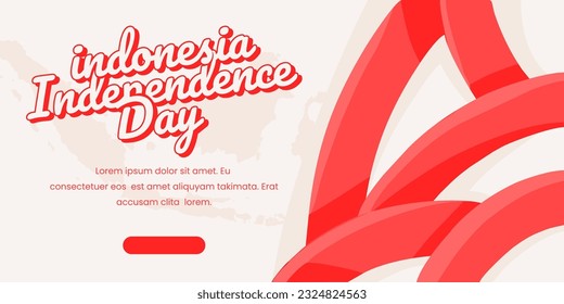 August 17th Indonesian Independence Day Greeting banner Waving Indonesian flag on white background
