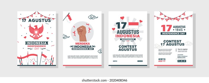 August 17th poster. background of the spirit of Indonesian Independence Day. august 17 celebration background collection. a collection of layouts for banners and flyers