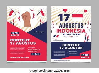 August 17th poster. background of the spirit of Indonesian Independence Day. august 17 celebration background collection. a collection of layouts for banners and flyers