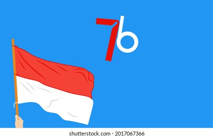 17. August.  Vector Happy Indonesian Independence Day Grußkarte mit Flagge, die das Symbol des Geistes der Freiheit.  Verwendung für Banner und Hintergründe