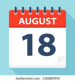 August 18 - Calendar Icon - Vector Illustration