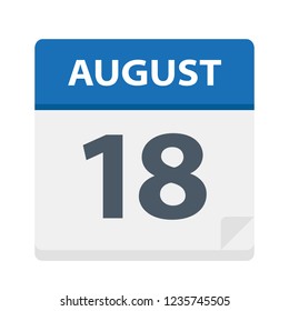 August 18 - Calendar Icon - Vector Illustration