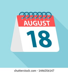 August 18 - Calendar Icon - Vector Illustration