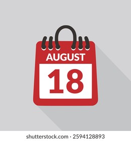 August 18 Calendar icon vector illustration.