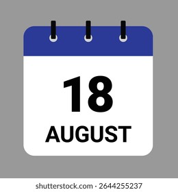 AUGUST 18 - Daily Calendar Icon - White Background