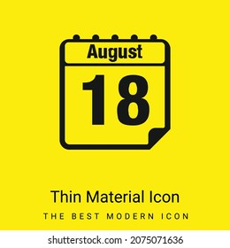 August 18 Daily Calendar Page Interface Symbol Minimal Bright Yellow Material Icon