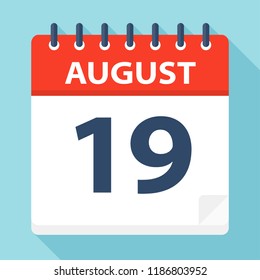August 19 - Calendar Icon - Vector Illustration