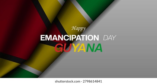 August 1th Happy Emancipation Day Guyana. Guyana flag. Great for posters, banners and social media. White Background
