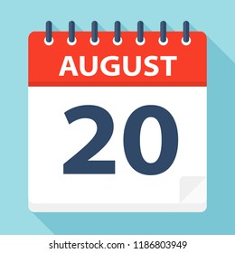 August 20 Calendar Icon Vector Illustration Stock Vector (Royalty Free ...