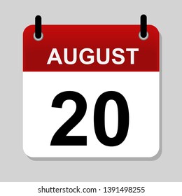 August 20 , calendar icon vector illustrstion