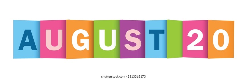 AUGUST 20 colorful vector typography banner
